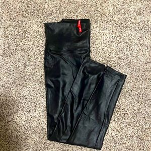 Spanx faux leather leggings, high waisted. Size large. Worn twice